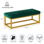 DKLGG Upholstered Ottoman Bench Velvet Shoe Entryway Bedroom Bench, Modern Foot Rest Stools Footstool with Metal Frame, for End of Bed Entry Way, Green