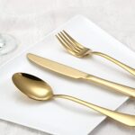 Gold Silverware Set, 20-Piece Flatware Set Aisoso Stainless Steel Cutlery Kitchen Utensil Set Tableware Service for 4