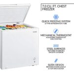 Igloo 7.0 Cu. Ft. Chest Freezer with Removable Basket Free-Standing Door Temperature Ranges From-10° to 10° F, Front Defrost Water Drain, Perfect for Homes, Garages, Basements, RVs, White