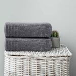 Tens Towels Large Bath Towels, 100% Cotton, 30 x 60 Inches Extra Large Bath Towels, Lighter Weight, Quicker to Dry, Super Absorbent, Perfect Bathroom Towels (Pack of 4, Dark Grey)