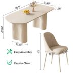 GraceNook White Dining Table Set for 4, 55″ Oval Dining Room Table and Chairs Set of 4, 4C Baking Paint Technology, Modern Dining Tables with 4 Chairs for Dining Room, Kitchen