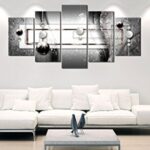 Black and White Canvas Wall Art Grey Symmetry Prints Picture Modern 5 Pieces Painting Home Decor for Bedroom Ready to Hang Framed Contemporary Artwork (20×40, ELF16)