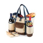 Legacy – A Picnic Time Brand Country Wine & Cheese Picnic Tote Wine Accessories, One Size, Tan/Blue