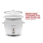 Elite Gourmet ERC003 Electric Rice Cooker with Automatic Keep Warm Makes Soups, Stews, Grains, Hot Cereals, 6 Cooked (3 Cups Uncooked), 6 Cups Cups), White