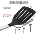 Daily Kitchen Utensil Set Silicone and Stainless Steel – Heat Resistant Cooking Utensils for Non Stick Cookware – Silicone Spatulas and Spoons for Cooking – Kitchen Tools and Gadgets – 4-Piece Set