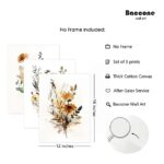 Botanical Wall Art Set of 3 Floral Wall Decor Prints Vintage Canvas Wall Art Wildflower Watercolor Pictures Farmhouse Artwork Floral Modern Painting for Bathroom Bedroom 12×16 Inch Unframed