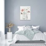 Floral Bathroom Wall Art Rustic Vase Flower Butterfly Pictures Wall Decor Farmhouse Country Flower Botanical Canvas Prints Painting Modern Home Framed Artwork for Restroom Bedroom 12″x16″