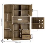 HOSTACK 60.4″ Farmhouse Kitchen Pantry Storage Cabinet, Freestanding Hutch with Doors & Shelves, Buffet Sideboard with Microwave Stand, Coffee Bar with Drawers, Cupboard for Dining Room, Rustic Brown