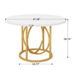 Tribesigns Modern Round Dining Table for 4-6, 47 Inch White Kitchen Table with Gold Base, Wood Dinner Table Coffee Table for Home Dining Room, Kitchen, Living Room, Apartment, Cafe’