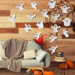 21 Pcs Halloween Ghost Wall Decor 3D Cute Ghost Stickers Halloween Decorations Reusable Self-Adhesive White Ghost Wall Decals Halloween Party Supplies for Gothic Home Window Door Wall Room Decor
