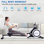 ECHANFIT Magnetic Rowing Machine with Bluetooth Fitness App for Home Use, Foldable Rower 350 LB Max Capacity with LCD Monitor for Full Body Workout
