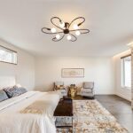 DELIPOP Sputnik Light Fixture, 6 Light Black and Gold Ceiling Light Fixture, Mid Century Industrial Modern Sputnik Chandelier for Bedroom, Kitchen, Living Room, Dining Room