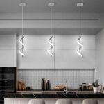 CANEOE Modern Led Pendant Light Fixture, 5500K Cool White Spiral Integrated LED Hanging Lamp, Adjustable Height Island Light Fixture for Kitchen Sink Living Room Dining Room Bedroom,1 Pack