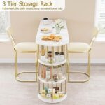 43″ Bar Table With 3 Storage Shelf , Counter Height Bar Height Table Pub Table Breakfast Bar Table for Kitchen Dining Living Room Home Bar Party Room,Space Saving Rectangular Furniture for Small Space