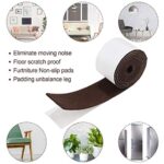 2 Packs Felt Furniture Pads Heavy Duty Felt Strip Roll with Adhesive Backing Adhesive Felt Tape for Protecting Hardwood Floors Chair Wall Protector(120 x 2 x 0.12 Inch,Dark Brown)
