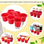 Uiifan 4 Pcs Drink Carrier Plastic Cup Holder Portable Drink Holder Reusable Cup Carrier with Compartment and Handle Food Delivery Accessories for Coffee Beverage Storage Organization Service Supplies