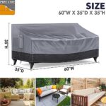 Pertotoy Outdoor Couch Cover Waterproof Patio Furniture Covers, 2-Seater Patio Sofa Cover Heavy Duty 600D Durable UV Anti-Fading, 60″ Wx 35″ Dx 35″ H, Gray/Dark Gray