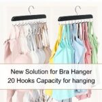 Resovo Bra Hanger for Closet, Tank Top Hanger 20 Hooks Capacity Foldable Wood Space Saving Hanger Closet Organizers and Storage for Dorm & Apartment for Tank Top, Bra, Scarf etc., Black
