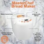 MasterChef Bread Maker- 2-Pound Programmable Machine w 19 Settings & 13-Hour Delay Timer- Automatic 3 Mode Crust, Baker Healthy Fresh Gluten Free, Wholewheat Loaf, FREE Recipe Guide, Holiday Gift