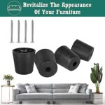 Masendelk 2 inch Black Plastic Furniture Legs, Screw-in Couch Legs Round Tapered Sofa Legs Replacement Legs for Furniture Couch Table Sofa, Pack of 4