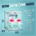 Nostalgia Snow Cone Shaved Ice Machine – Retro Table-Top Slushie Machine Makes 20 Icy Treats – Includes 2 Reusable Plastic Cups & Ice Scoop – Aqua
