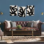 arteWOODS Wall Art Canvas Set Abstract Lines Pictures Modern Mid Century Boho Wall Decor Minimalist Abstract Black Stroke Lines Canvas Painting Artwork Living Room Bedroom Home Office 12″x16″x3