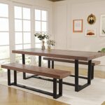 SOSPIRO 72 inch Wood Dining Table for 6 to 8, Industrial Rustic Rectangular Farmhouse Table with Steel Legs Metal Frame For Kitchen, Dining Room, Home Furniture, Brown