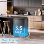 R.W.FLAME Chest Freezer 3.5 Cubic Feet, Deep Freezer, Adjustable Temperature, Energy Saving, Top Open Door Compact Freezer (3.5 Cubic Feet, Black)