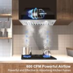 Range Hood Insert 20 Inch, Built-in Kitchen Hood 600CFM, Ducted/Ductless Convertible Stove Hood with Stainless Steel Baffle filter, Vent Hood Insert with 3 Speed Fan, 2PCS Replaceable LED Lights