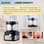 Anatole Commercial Food Processor 20-Cup Electric Vegetable Dicer Chopper 600W 5 in 1 Professional Veggie Shredder Grater Multifunctional Meat Grinder Blender with 5 Stainless Steel Blades