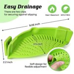 Pasta Strainer, Pot Strainer Clip on Silicone – Adjustable Clip on Strainer for Pots, Strainers and Colanders, Silicone Strainer, Food Strainer, Pasta Drainer, Colander (Green) By Stoto