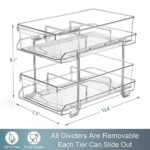 2 Set, 2 Tier Clear Organizer with Dividers for Cabinet / Counter, MultiUse Slide-Out Storage Container – Kitchen, Pantry, Medicine Cabinet Storage Bins, Bathroom, Vanity Makeup, Under Sink Organizing