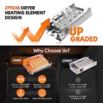 279838 Dryer Heating Element Parts – Upgraded Dryer Heating Element Kits Compatible with Whirlpool Kenmore Roper Maytag Amana Include Dryer Thermostat Thermal Fuse, Replaces w10724237 2406026 3403585