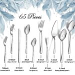 APEO 65 Piece Stainless Steel Silverware Set for 12 with Serving Utensils, Durable Flatware Sets, Forks Spoons and Knives Set, Food-Grade Cutlery Set for Home Kitchen Restaurant Hotel, Dishwasher Safe