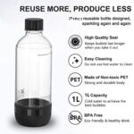 pinci Reusable Soda Stream 1-Liter Carbonating Bottles,BPA-Free Sparkling Water Bottle,Compatible Soda-stream Water Maker(Black+White)