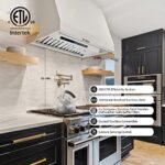 FIREGAS Range Hood Insert 30 inch, Ducted/Ductless Range Hoods 800CFM, Kitchen Vent Hood with 3 Speed Exhaust Fan, 2 Baffle Filters, Touch and Gesture Sensing Control Built in Stove Hood