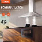 VEVOR TD1775Y-AC-I1 Ducted Range Hood with Button Control Lights Exhaust Fan for Wall Mount, 30-Inch, Silver