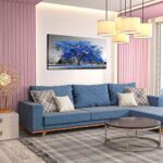 KREATIVE ARTS Canvas Prints Blue Tree Wall Art Painting Contemporary Black and White Fall Landscape Pictures Modern Giclee Stretched and Framed Artwork for Walls 20x40inch