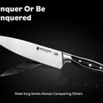 BRODARK Kitchen Knife Set with Block, Full Tang 15 Pcs Professional Chef Knife Set with Knife Sharpener, Food Grade German Stainless Steel Knife Block Set, Steel-king Series with Gift Box