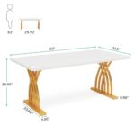 Tribesigns Modern Dining Table, 63-inch White Kitchen Table for 4-6, Rectangular Dinner Table with Gold Base and Gloss Lacquer Finish for Dining Room, Family Gathering