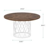 Tribesigns Round Dining Table for 4-6, Circle Dining Room Table with Metal Base, 47.2 Inch Modern Round Kitchen Dinner Table for Living Room Kitchen Dining Room (White and Brown)