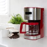 Kenmore Aroma Control 12-cup Programmable Coffee Maker, Red and Stainless Steel Drip Coffee Machine, Glass Carafe, Reusable Filter, Timer, Digital Display, Charcoal Water Filter, Regular or Bold