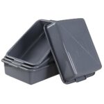 Quickquick 13 L Plastic Commercial Wash Basin, Food Service Bus Tubs, Deep Gray, 4 Packs