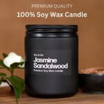 WAX & WIT Candles for Men, Sandalwood Candles, Jasmine Candle, Soy Scented Candles for Home Scented, Black Candles, Mens Candle for Home, Masculine Candle, Aromatherapy Non Toxic Candles – 9oz