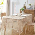 Warm Home Designs 60 x 120 Lace Tablecloth. Linen Gold Rectangle Tablecloth with English Rose Design. Rectangular Tablecloth, Rustic Tablecloth or Dining Table Cover for 10-12 Guests. LTC Linen 120″