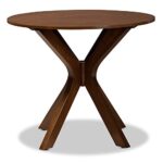 Baxton Studio Kenji Modern and Contemporary Walnut Brown Finished 35-Inch-Wide Round Wood Dining Table
