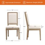 Furniliving French Country Dining Chairs Set of 2, Upholstered Dining Room Chairs with Back Farmhouse Kitchen Chairs for Living Room, Kitchen, Restaurant (Beige-Square)