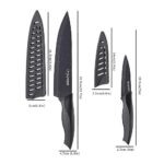Chef Knife, Little Cook Ultra Sharp Kitchen Knife, German Stainless Steel Chef Knife Set, Includes 8 inch Chef’s Knife, 4 inch Paring Knife and 2 Matched Knife Sheath (Black)