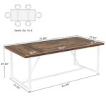 Tribesigns 70.9 Inch Dining Table for 6 to 8, Modern Kitchen Table Dining Room Table, Rectangle Brown Dinner Table with White Metal Base for Kitchen, Living Room