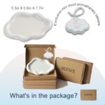 MDFAYE Jewelry Dish Trinket Tray for Women, Ring Dish Holder, Unique Cloud Shape Ceramic Plate Cute Things Vanity Aesthetic Room Decor Mother’s Day Birthday Christmas Warm House Gifts (White)